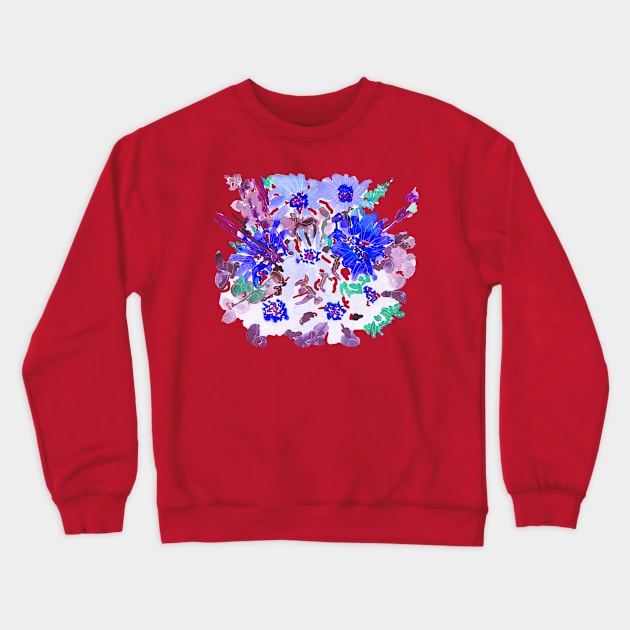 watercolor floral arrangement 2020 design in blue Crewneck Sweatshirt by Earthy Planty